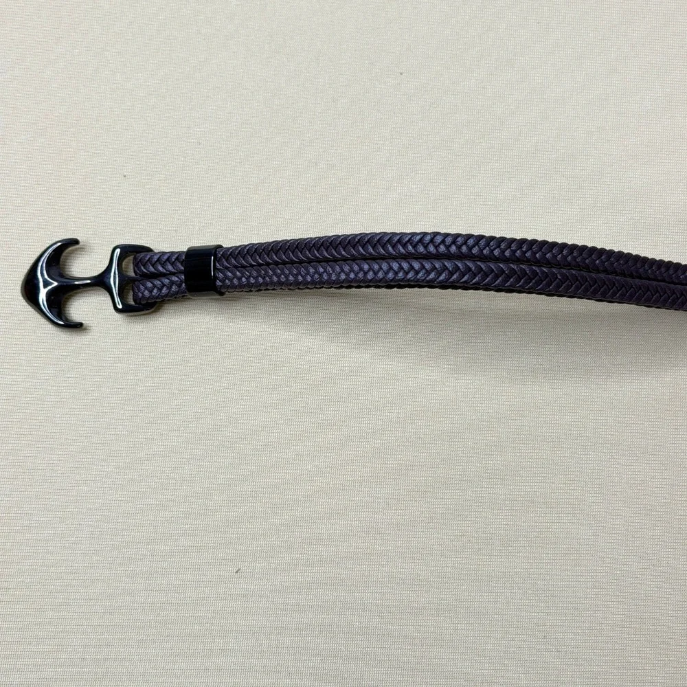 NEW Gentlemen's Classics Men's Braided Leather Anchor Bracelet Brown Silver Tone